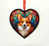 Corgi Stained Glass Effect Heart Suncatcher